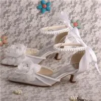 White Flower Wedding Shoes Bridal