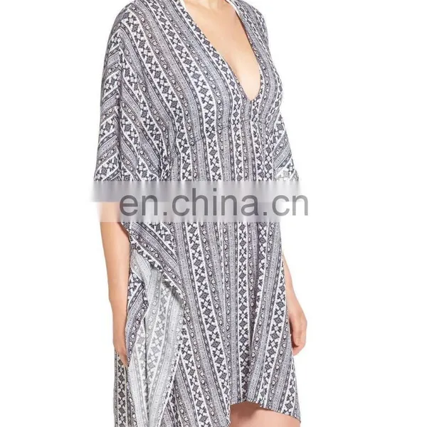 C106 Custom Print Women Beach Kaftan Cover-Up Designs photo-3
