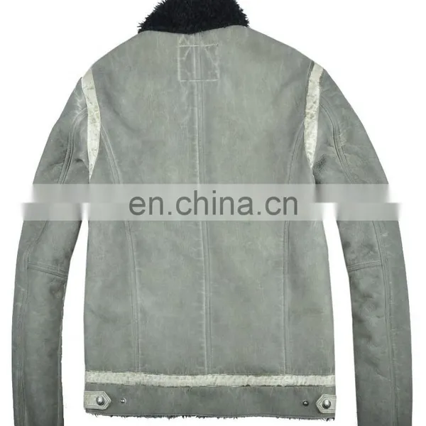 2015 Last Fashion Mens Handsome Lamb Motrocycle Pure Leather Jacket photo-2