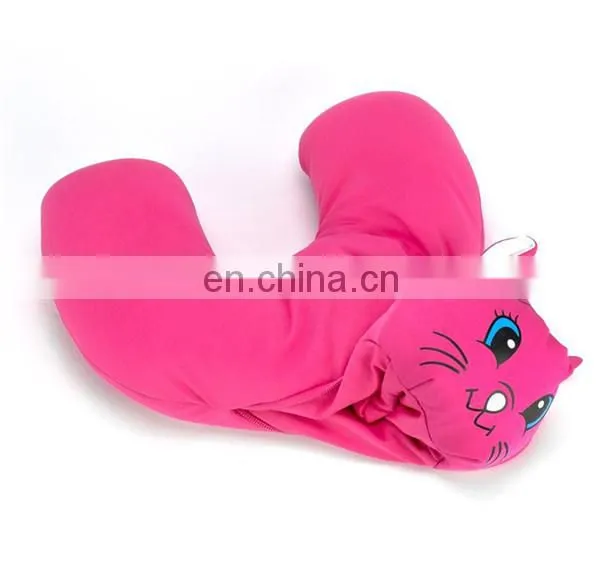 Pretty Rose Pink Kitty Cat Plush Toy 2 in 1 Reversible Soft Memory Foam Travel Support U Shape Neck Pillow photo-5