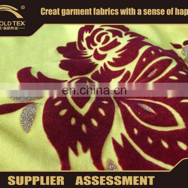 Fashion FDY Flower Flocking Fabric Shiny Metallic Fabrics photo-2