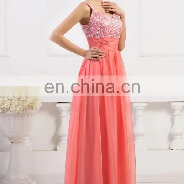 Grace Karin Sleeveless Long Chiffon Beaded Cheap Evening Dresses CL4104-3 photo-2