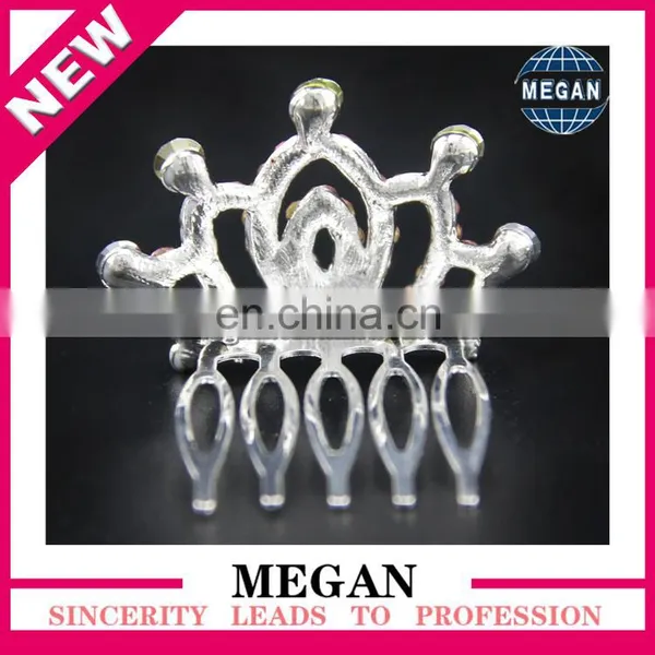 New Design Bridal Hair Accessories Colorful Alloy Rhinestone Crown Hair Combs photo-2