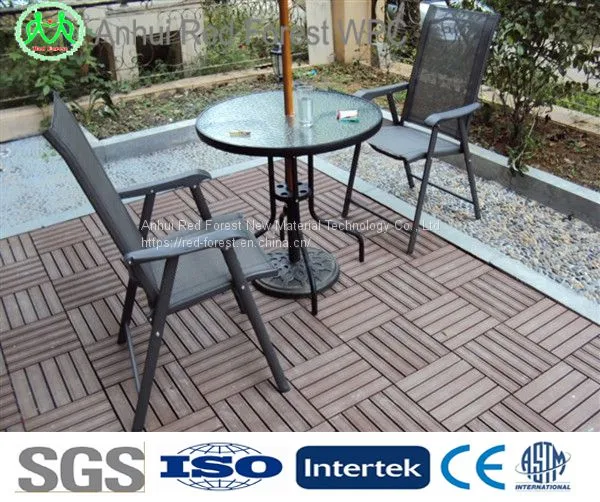 Non Slip Interlocking Outdoor Wood Plastic Composite Deck Tiles photo-2