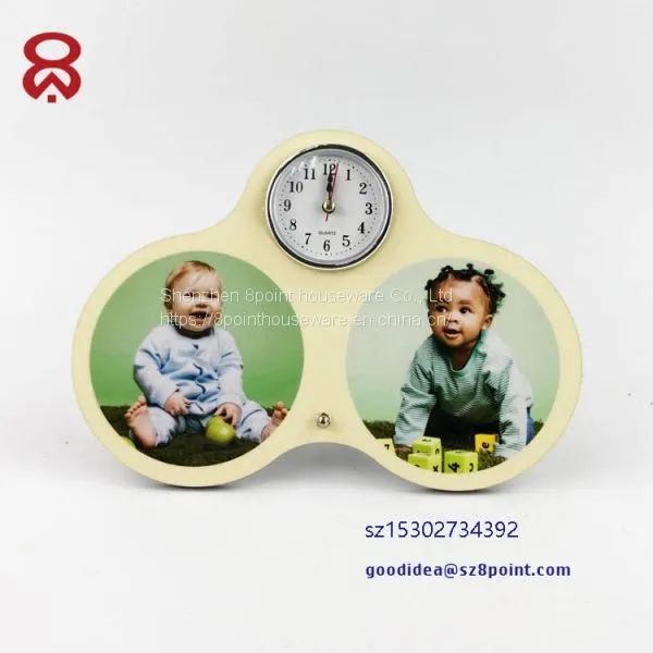 Wooden custom print desktop clock sublimation MDF table clock