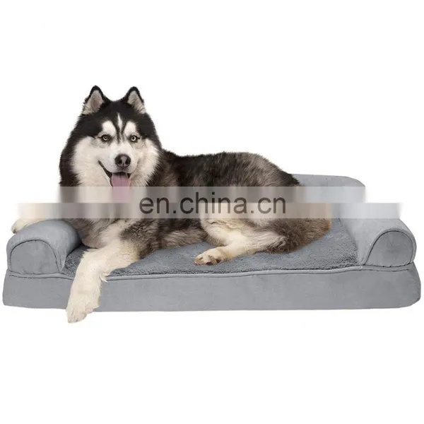 High Quality Dog Bed Memory Foam Faux Fleece Pet Sofa Luxury Ped Bed With Waterproof Liner photo-5