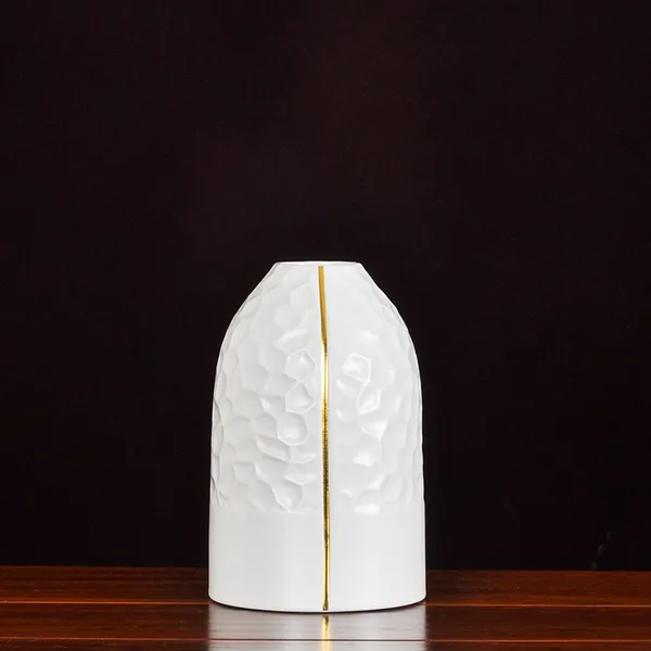European Simple Light Luxury Large White Ceramic Plant Vase For Home TV Bench Decor photo-2