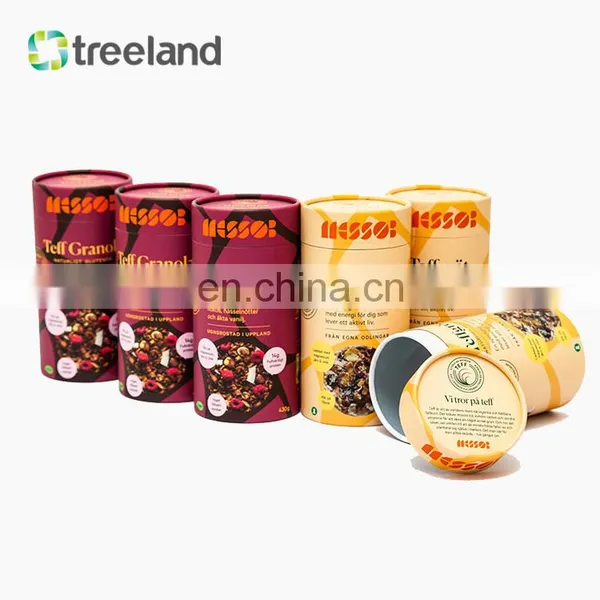 Bio-friendly Paper Tube Packaging for Granola Custom Cereal Packaging Food Grade Cylinder Canister photo-4