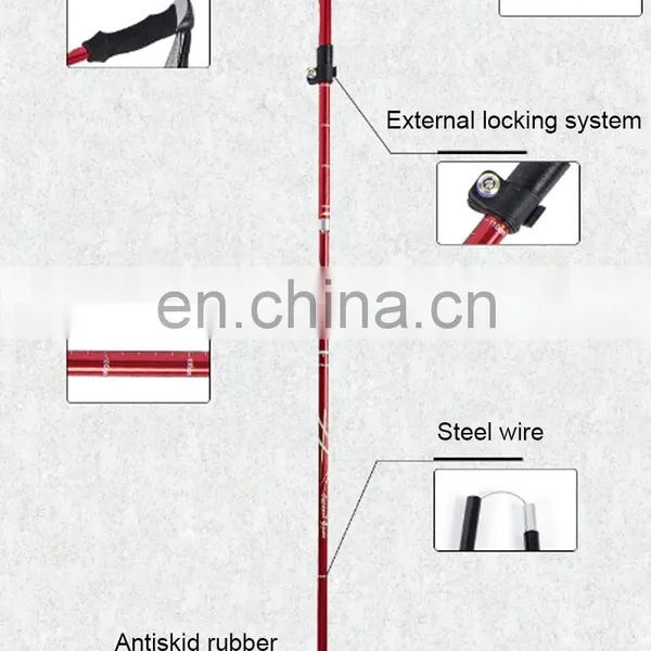 Aluminum Alloy Folding Stick Ultra Light Mountaineering Cane Telescopic Trekking Poles Walking Stand Climbing Camping Cane photo-4