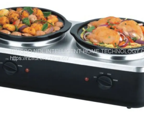 New Design Double 3QT Ceramic Slow Cooker L-SCR30-2 With Glass Lid