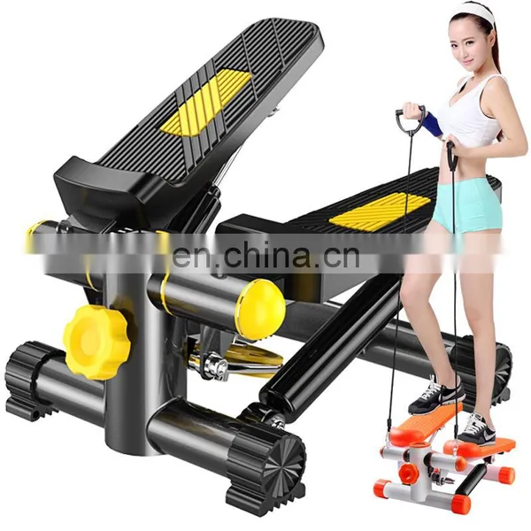 Adjustable Mini Air Climbers Stair Stepper Fitness Exercise Household Hydraulic Mute Stepper With Resistance Band LCD Display