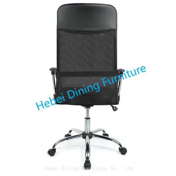 Dining Furniture Fabric and Mesh Upholstery Seat Black Ergonomic Desk Chair Chrome Legs Swivel Office Chair photo-4
