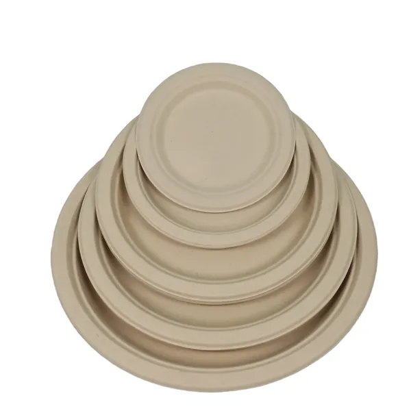 Biodegradable Molded Pulp Round Plate, 100% Plant Fiber, Compostable Water-Proof, 9/10/12 Inch Shallow Serving Tray photo-3