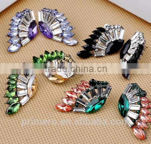 Angel Wings Designs Resin Plant Women Five Colors Glass Stones Stud Earrings photo-6