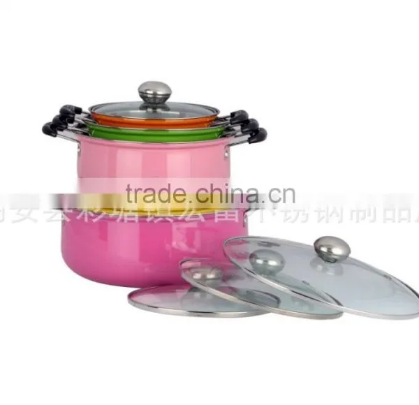 New Products 5pcs Colorful Stainless Steel Cookware Sets With Glass Lid photo-3