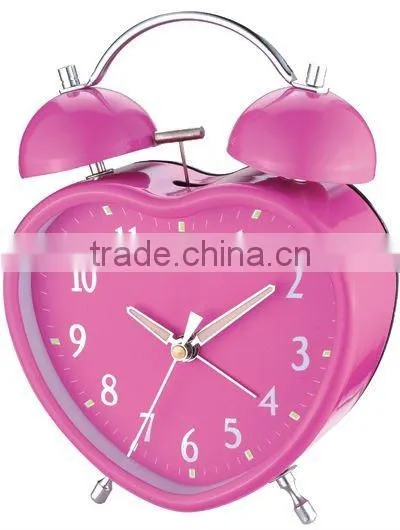 Heart Shape Metal Case Mechanical Alarm Clock, Desktop Clock, Bedside Clock, Candy Color Clock photo-5