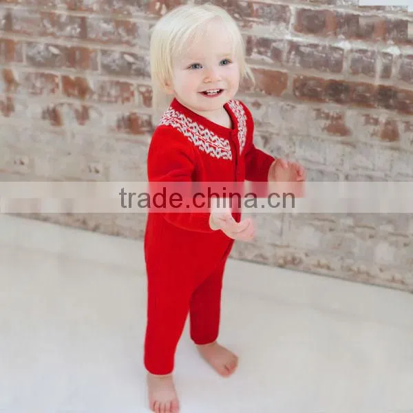 DB402 Dave Bella Autumn Cotton Infant Clothes Baby One-piece Knit Baby Girl Romper Jumpsuit Christmas Clothes