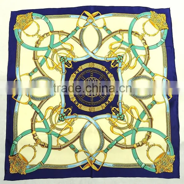 Brand Like Scarf 100% Silk Charmeuse Digital Printed Square Silk Scarves 90x90cm photo-2