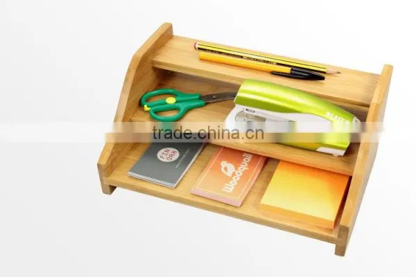 Desktop Envelope Holder Paper Rack Bamboo 3 Step Shelf Organiser photo-4