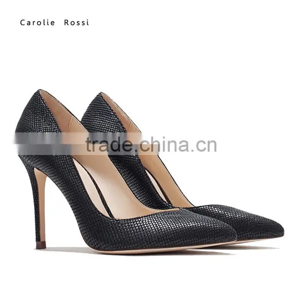 Handmade Custom Ladies Office Wear Black Color 10cm Pumps High Heel Shoes
