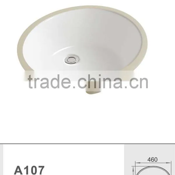 CUPC Certificate 18 Inch White Shiny Glaze Oval Undercounter Basin Oval Basin A107