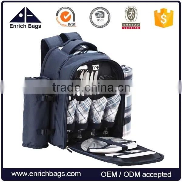 Enrich Picnic Backpack With Cooler Compartment,outdoor Person Picnic Set for 4 Person