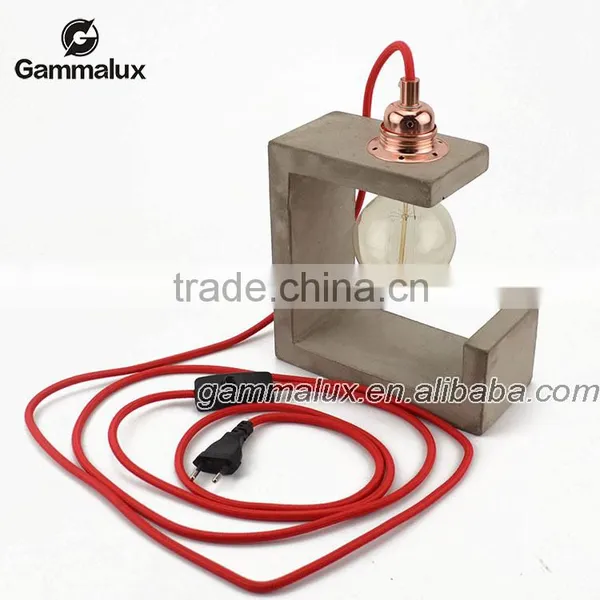 E27 Modern Concrete Table Lamp Concrete Desk Lamp photo-2