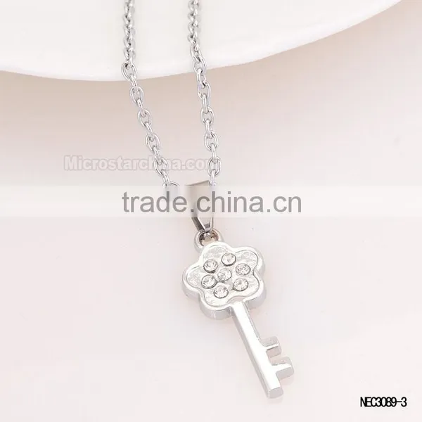 Crystal Heart Key Silver Plated Couple Necklace For Valentine's Day Girlfriend photo-4