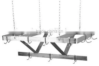 NSF Approval Stainless Steel Ceiling Mounted Pot Rack With Hooks photo-2