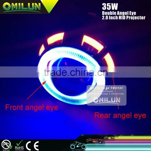 12V 2.0" Inch Hid Projector Lens Lamp With Double Angel Halo Ring photo-2