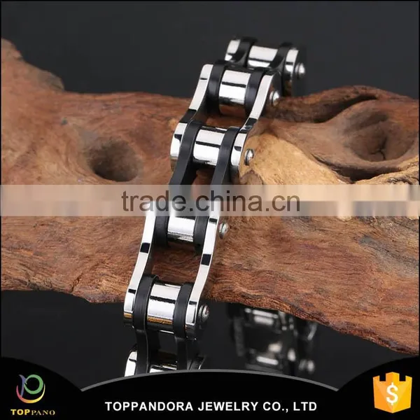 Fashion New Design Men's Bracelet Stainless Steel Top Quality Silver Bike Chain Style Finger Chain Ring Bracelet photo-2