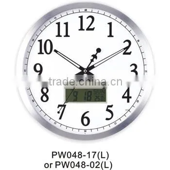Pearl Metal Wall Clock PW048 With LCD Display Month Date Day Temperature photo-2