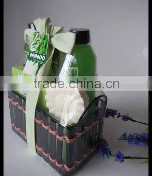 Nice Fragrance Bath Set 170ml Shower Gel Bubble Bath and 70ml Body Lotion 100g Soap Fizzer With Bamboo Basket photo-5
