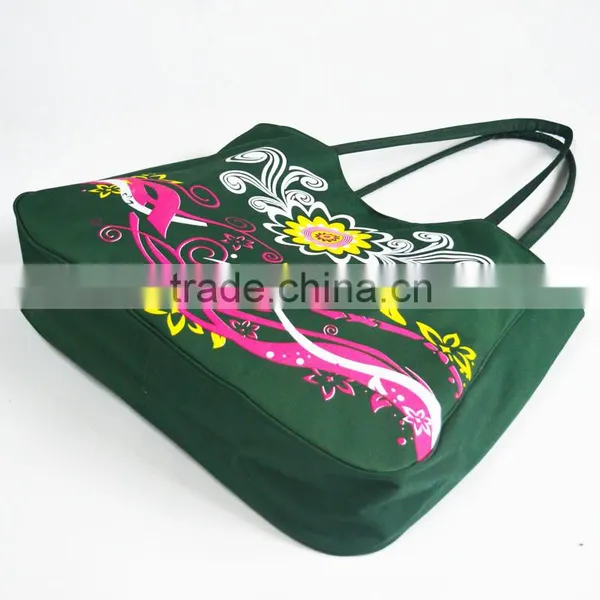 Women's Canvas Large Capacity Beach Tote Bag Portable Shopping Bag photo-2