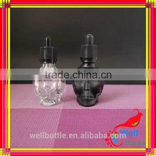 Trade Assurance 30ml Skull Head Glass e Liquid Dropper Bottle Black Frosted Glass Dropper Bottle photo-3