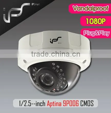 IPS Newest 1080P Aptina 9P006 CMOS Sensor 15-20 IR Distance 3.6MM Fixed Lens Vadalproof Infrared Dome IP Cameras IPS-EA1822