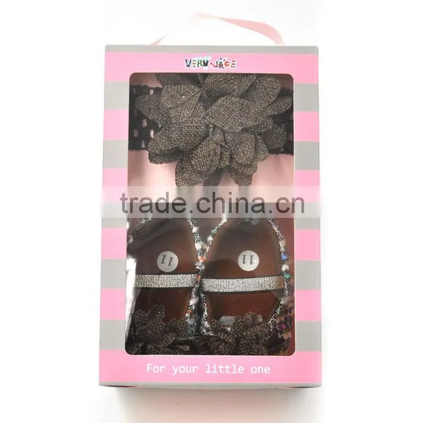 2016 Christening Shoes for Baby Girl Wholesale Boutique Summer Baby Shoes Cheap Baby Shoes Matching Headband photo-3