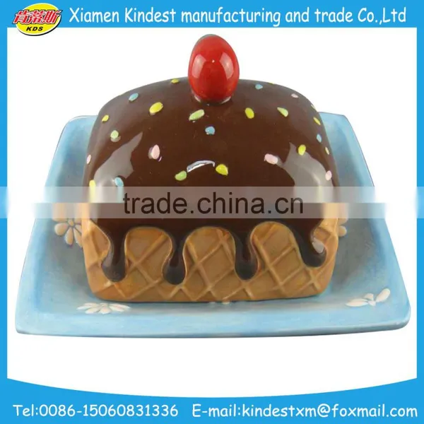 Hand Painted Creative Ceramic Cake Plate Wiht Cover