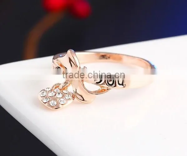 O Rings Jewelly Fashion Crystal Heart Love Letter Ring photo-2