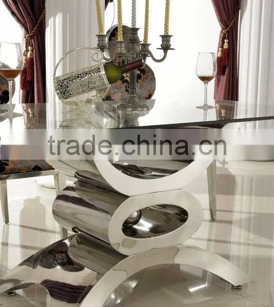 F346 2015 Hot Sale Glass Top Modern Stainless Steel Console Table photo-3