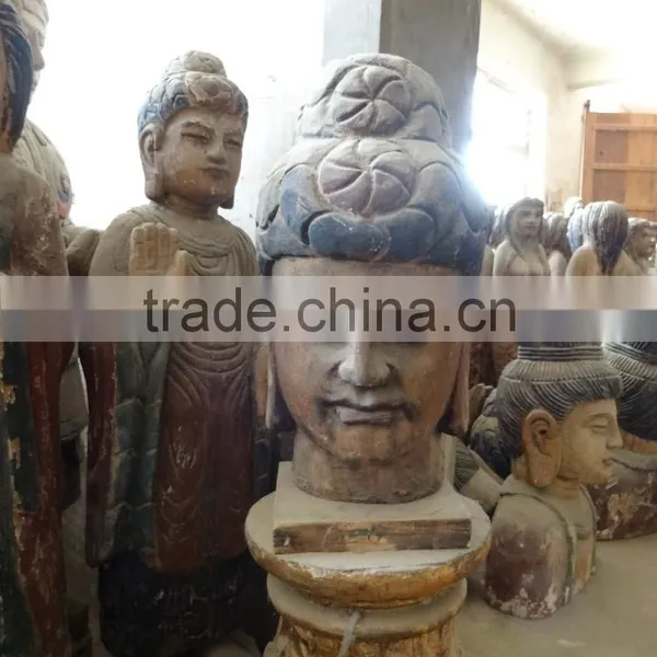 Hand Carved Antique Imitation Buddha Head Decorative Sculpture photo-2
