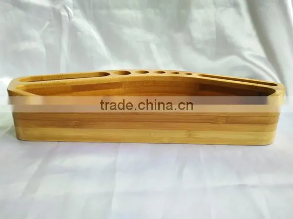 Custom Logo Bamboo Pen Holder for Desk Organizer photo-3