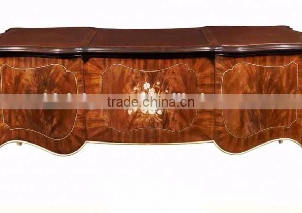 Classical Luxury Italian Design Solid Wood Office Table With Artistic Marquetry Decor for CEO Manager Room BF12-04244c photo-2