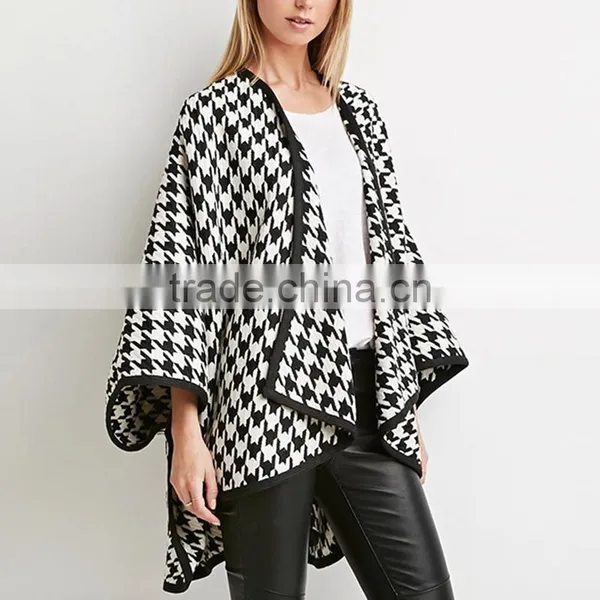 Women's Vintage Casual Oversized Batwing Print Cape Poncho Trench Coat Outwear photo-3