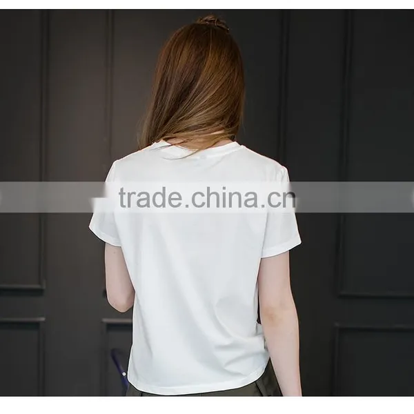 Custom Cotton Printing T Shirts Cartoon White O-neck T Shirt Women photo-5