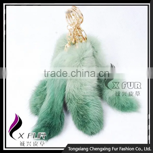 CX-R-39B Good Quality Wholesale Rabbit Fur Metal Custom Keychain Key Ring photo-5