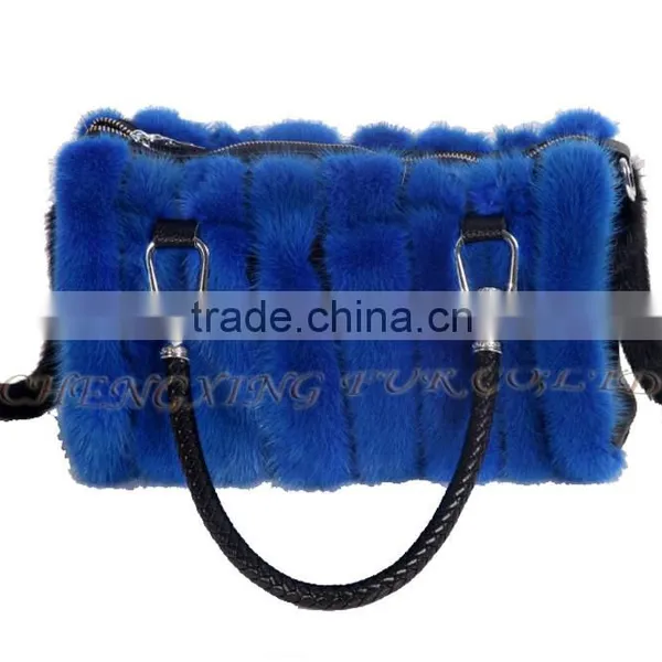 CX-H-57B New Fashion Women Hand Bags Printed Mink Fur Satchel photo-4