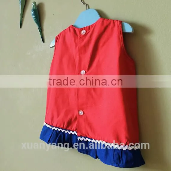 New Design Wholesale Lovely Red Kids Clothes Baby Dress Pictures Frock Girls Baby Dress photo-4
