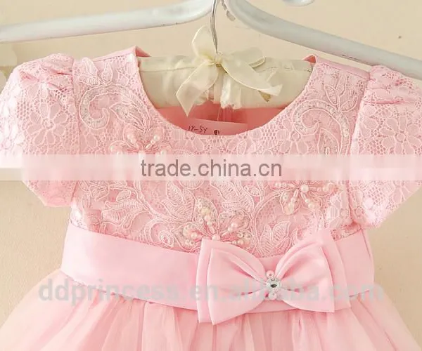 Lace Dress Fabric Summer Princess Children Girls Dress With Pink photo-3