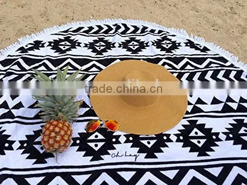 Custom Reactive Print Weighted Micro Fiber Beach Towel With Tassel photo-3
